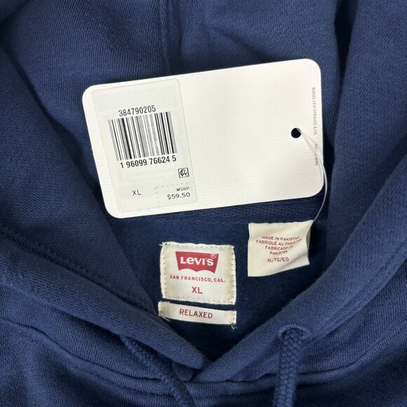 Levis Mens Navy Blue -XL Relaxed Fit Hoodie Cotton/Polyester - Picture 2 of 10
